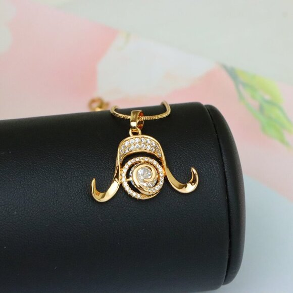 "Rose Gold Taurus Zodiac Pendant with Sparkling CZ and Curved Horns, XPPT1544 - Picture 6 of 12